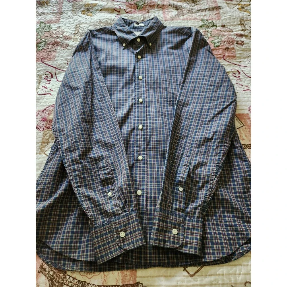 J.Crew Mens Plaid Shirt Button Down Slim Fit Long Sleeve Pocket Cotton Blue Sz L